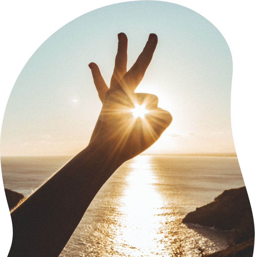 hand met zon - 100% zonnig